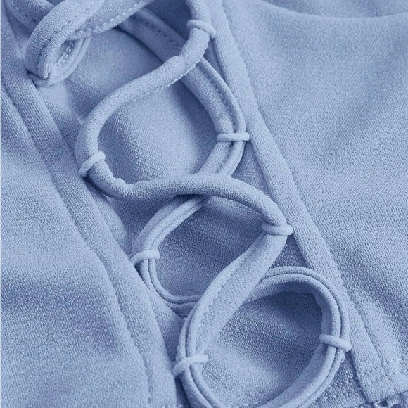 Elegant Blue Lace-Up Corset Top - Picture 3 of 4